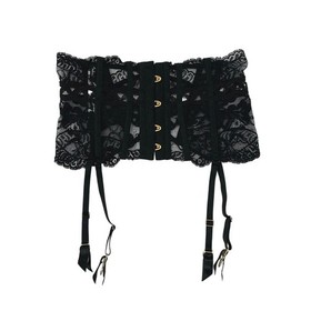 Aubade Women's Black Lace Sheer Corset Garter Belt Waist Cincher Lingerie Size S