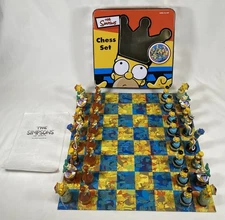 The Simpsons Chess Set Tin Case Complete 2002 Vintage Board Game