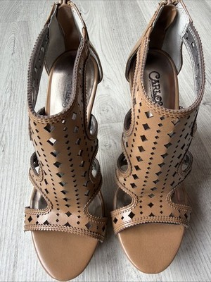 Carlos by Carlos Santana Laser Cut Peep Toe Bootie Heels - Size 6.5