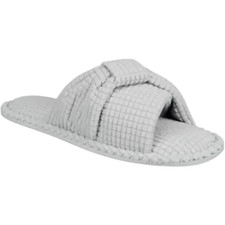 Charter Club Women Knot Top Slide Slippers With Memory Foam Gray XL 11-12