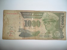  BANCONOTA 1000 NEW ZAIRES ZAIRE 1995 SPL 