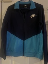 Nike Boy  s XL Jacket Blue w/Turquoise ; Nike Swoosh Logo, Track Pockets