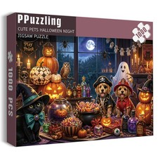 Halloween Party Jigsaw Puzzles 1000 PCS Cute Pets Spooky Night Game Decor