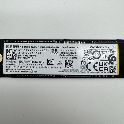 512GB Western Digital WD SN810 M.2 PCIe Gen4x4 NVMe 2280 SSD