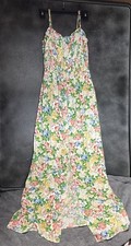 ARFM Long Maxi Floral Dress M Cutout Festival Retro Boho Summer Beach Vibes Slit
