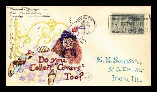 US COVER DO YOU COLLECT COVERS TOO HAND DRAWN HAND COLORED DENVER COLORADO
