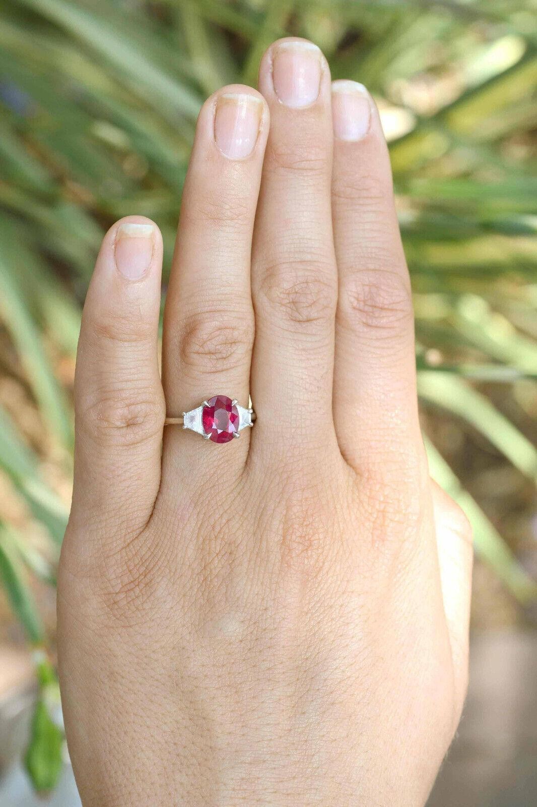 Classical 2.25 Carat Natural Ruby Engagement Ring… - image 3