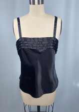 Vintage Camisole SIZE 32 EXTRA SMALL XS Black satin pleat INDULGENCE 80s 90s