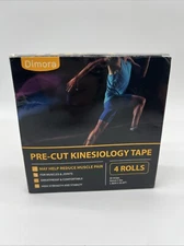 Dimora Pre-Cut Kinesiology Tape 4 Rolls Black 16 Strips Muscle And Joint