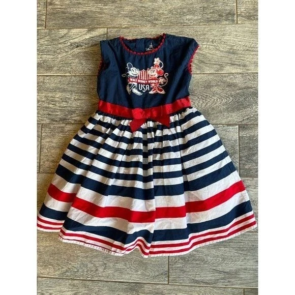 Vestido Parques Disney Pequeño Americana Fiesta Formal EE. UU. Mickey Minnie Mouse Niñas Foto 2 de 4