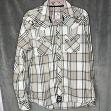 Rock 47 Pearl Snap Shirt Medium Long Sleeve Cowboy Western Embroidered