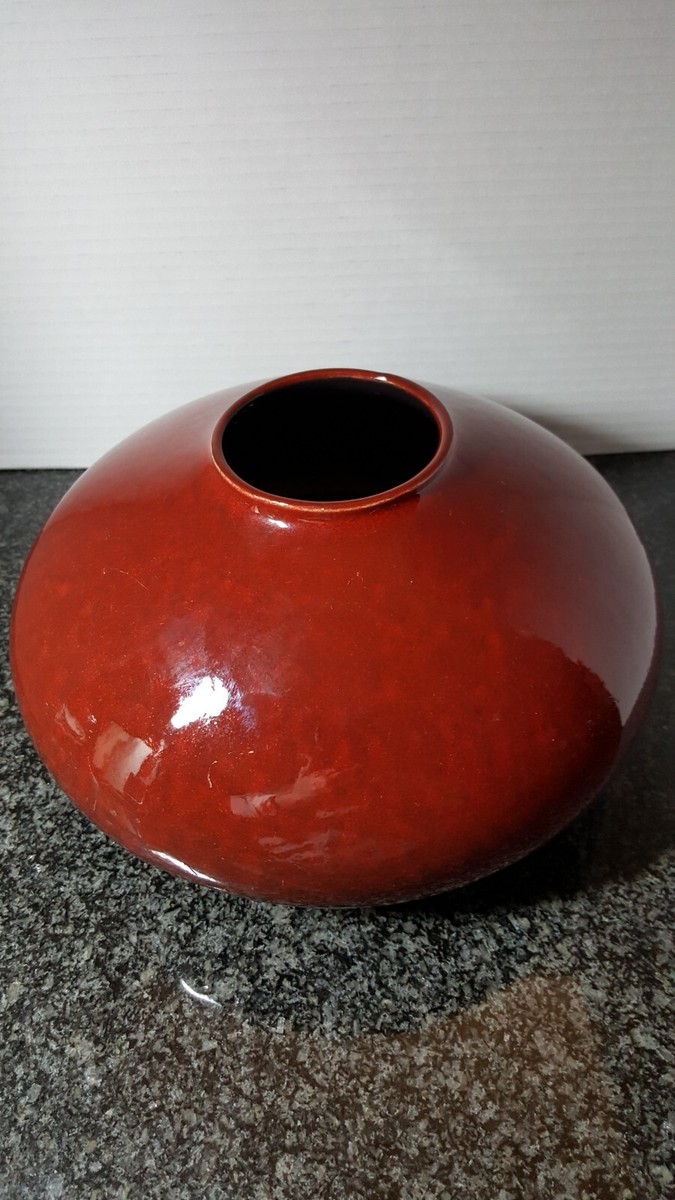 Scheurich Amano Vase 629-13 Ox Blood Red Pottery - Made In Germany