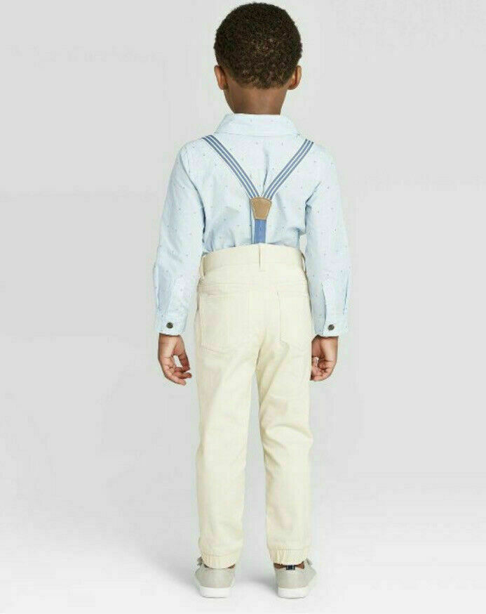 Toddler Boys' 2pc Striped Shirt & Bottom Set with Suspender Cat