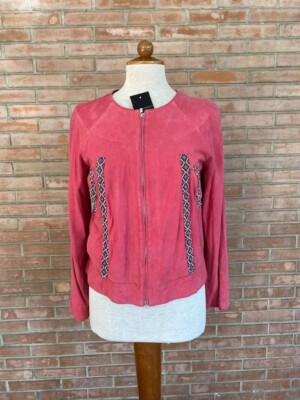 Jacke Wildlederjacke Leder von Violanti genuine leather jacket rosa