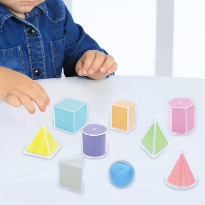 9 Stck. Geometrische Form Blöcke Montessori Spielzeug für Kinder Lehrer Hilfsmittel Jungen Mädchen