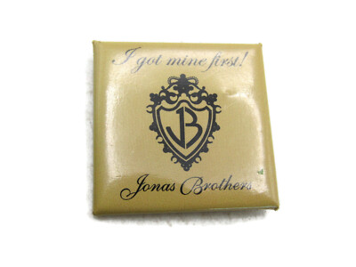 Jonas Brothers Pinback Button ''I Got Mine First!'' JB Crest Logo Fan Merch Pin