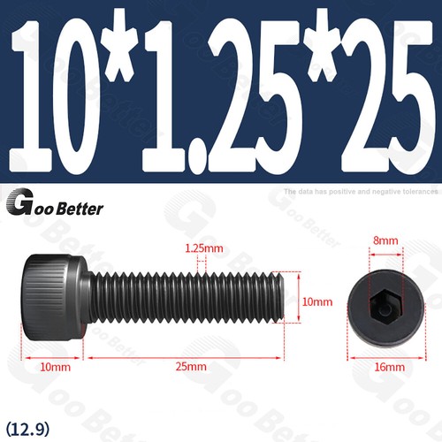 Feingewinde Zylinderschrauben 12.9 Stahl M6 M8 M10 M12 Schwarz Innensechskant - Bild 48 von 85