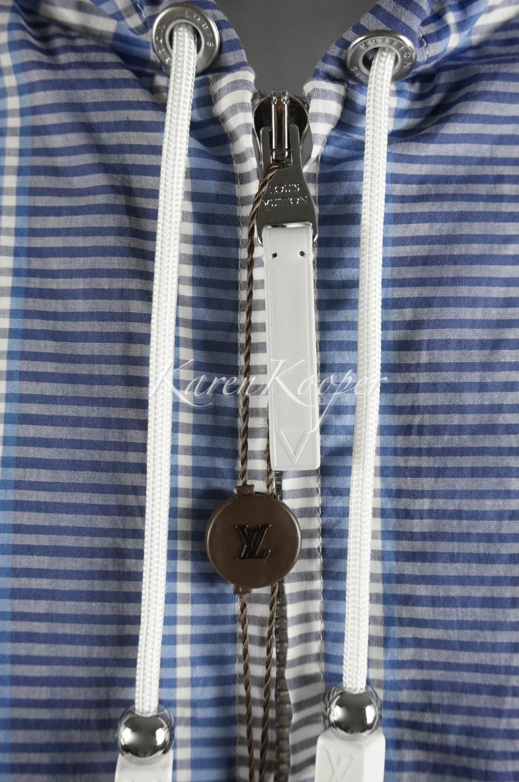 LOUIS VUITTON（LV） NUOVA GIACCA CON CAPPUCCIO GASTON DA UOMO LOUIS VUITTON BLU A RIGHE BLU CAPPOTTO GIACCA XL