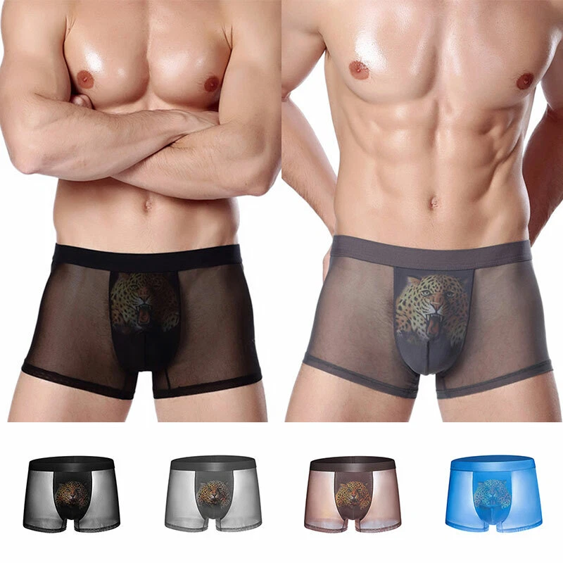 Sexy Calzoncillos Boxer Transparentes Para Hombre Malla Transparente Bolsa Ropa Interior Bragas Lenceríaɞ Foto 4 de 4