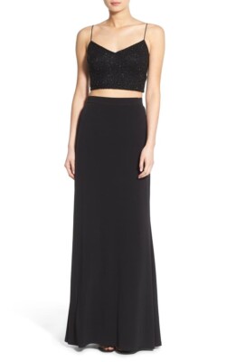 white christmas dresses Sexy Two-Piece Long Prom Dress with Glitter Royal / 4