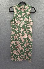 Lulu's Shift Dress Womens Medium Sleeveless Mock Neck Lined Green Floral