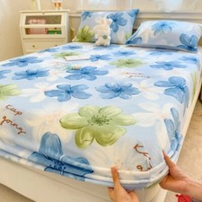 Soft Bedsheet Floral Style Skin-friendly Fitted Sheet Pillowcase Need Order 