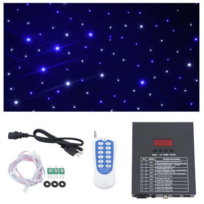 LED Star Stage Backdrop Curtain White&Blue Starlight Sky Background with Remote