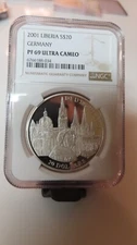 NGC PF69 Ultra Cameo-Liberia 2001 Germany Deutschland Silver $20