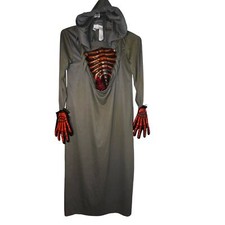 Evil pumpkin skeleton with bleeding heart mask not included boy s Medium