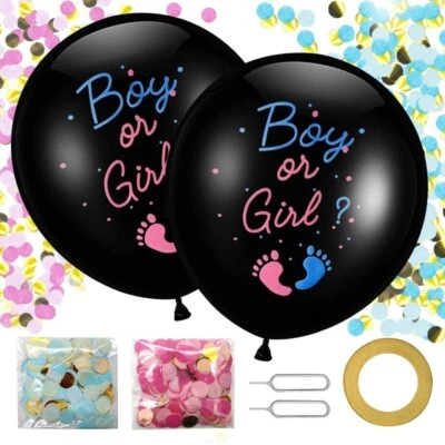 36" Large GENDER REVEAL Balloon Giant Confetti Baby Shower Decorations BALONS UK