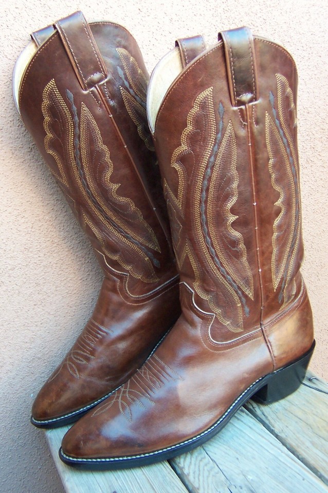 JUSTIN Mens Cowboy Western Boots Fine Honey Brown Leather Ranch Riding