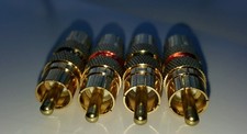 NEW Lot of 4 RCA Male TO RCA Male Plug Jack Adapter Connector Gold Tone qty:4