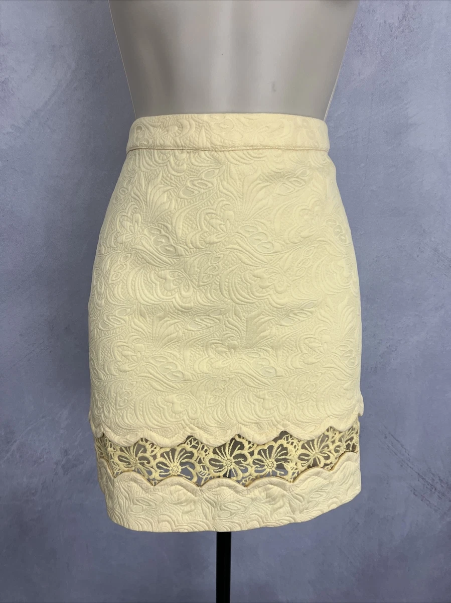 Jupe Mini Topshop – Jaune, Coton, Taille 6 – Femme – Bon état