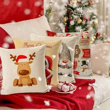 Federe Cuscino Divano Natale 30x50 Cm - Stampa Foglie Di Pino E Fiocchi Di Neve, Grigio E Bianco