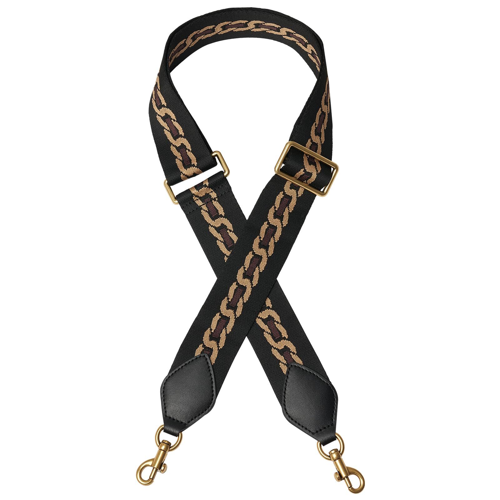 Crossbody Bag Strap Soft Cotton Adjustable Replacement Purse black pattern-image