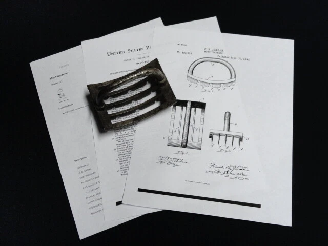 Patent 1892 Meat Tenderer Tenderizer FB Jordan Auburn Maine Patented Tool