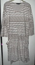 Lulu B beige and white textured striped 3/4 sleeve swing dress Size Small