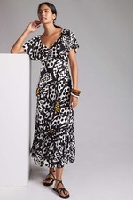 New Anthropologie Farm Rio Flutter-Sleeved Maxi Dress Size XS MSRP: $240