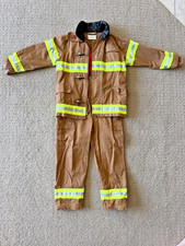Unisex Kid's Halloween Dress-Up Firefighter Costume Tan, Size 4-6, 2 pieces