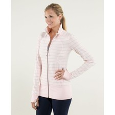 Lululemon Nice Asana Jacket Slalom Stripe Pretty Pink Striped Zip Up Yoga Gym