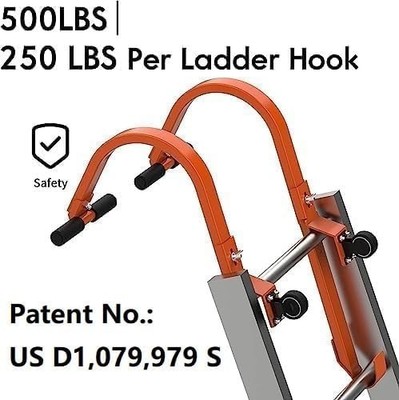 2 Pack Ladder Roof Hook with Wheel Heavy Duty Steel Ladder Stabilizer, Roof R...