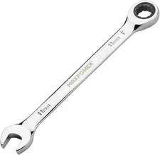 11Mm Ratcheting Combination Wrench, Industrial Grade Gear Spanner with 12-Point 