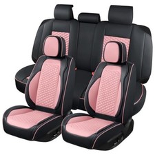 Full Set Of 5 Pink Leather Seat Covers For Cars - Breathable - 5 Pieces Full Set Of 5 Pink Leather Seat Covers For Cars - Breathable - 5 Pieces