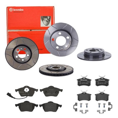 Brembo Bremsscheiben Max Line + Beläge Vorne + Hinten für Audi A3 VW New Beetle