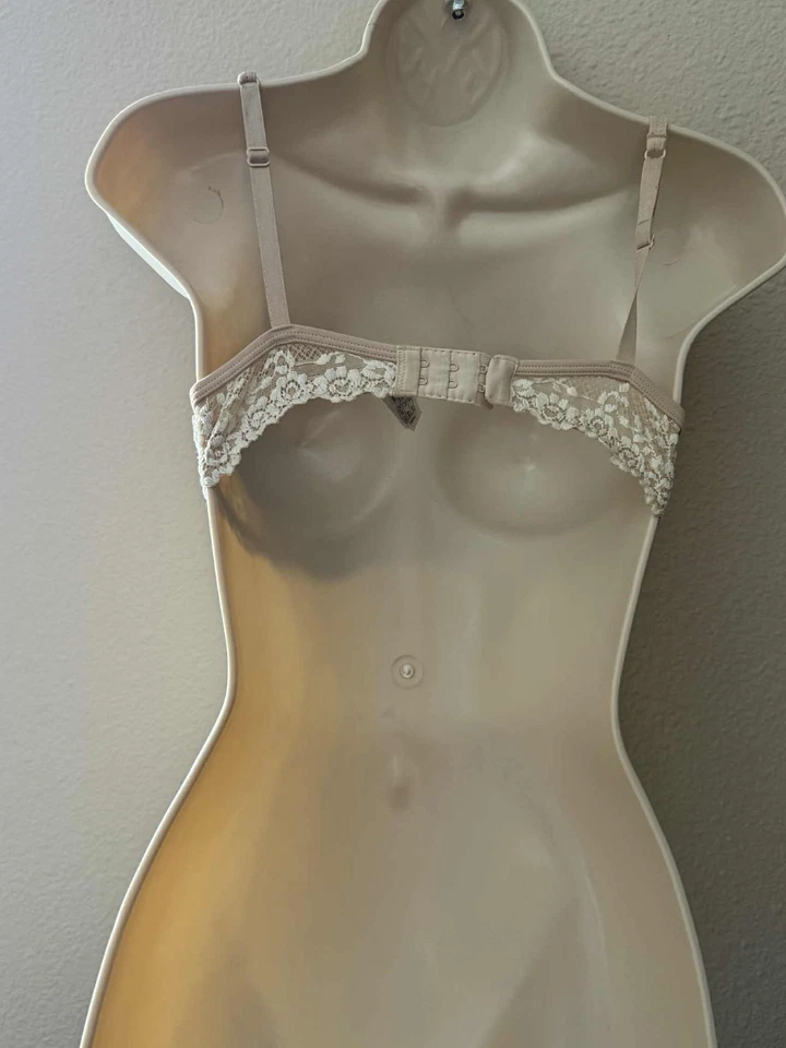 Sutiã Wacoal 32A renda pequeno push up 75891 bege #119788 novo com etiquetas - Imagem 3 de 4