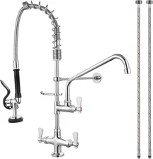 Commercial 27" Deck Mount Kitchen Faucet W/ Pre-Rinse Sprayer Kitchen Foodtruck