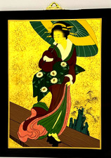 Japanisches Wandbild Geisha – Bijin-ga Stil – hochglänzend– handgefertigte Kunst