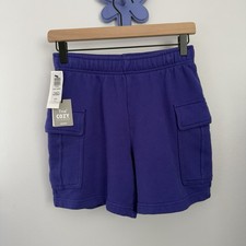 Aritzia TNA XS NEW Cozy Fleece Cargo Shorts Purple Comfy Lounge Elastic Cotton