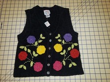 New Tags Talbots Kids Floral Girls 7/8 Sleeveless Knit Crochet Boho Sweater Vest