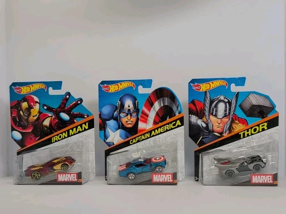 Lot Of 8 Marvel Hotwheels Characters Cars Numbers 1-8 In The Series Great Cards! - Image 2 of 4